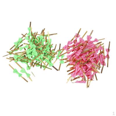 100 Pieces Mixed Metallic Twist Wire Tie Bowknot Cake Bag Wedding Party Supplies 8cm, Rose Red,