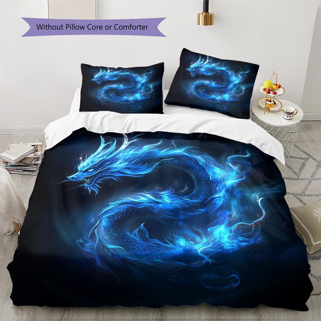 Lightning dragon  Pattern Bedding Quilt Set Quilt Cover Pillowcase Home Decoration  Gift (1 * duvet cover + 2 * pillowcase, without core)