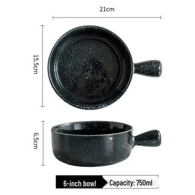 Japanese Ceramic Noodle Bowl with Handle