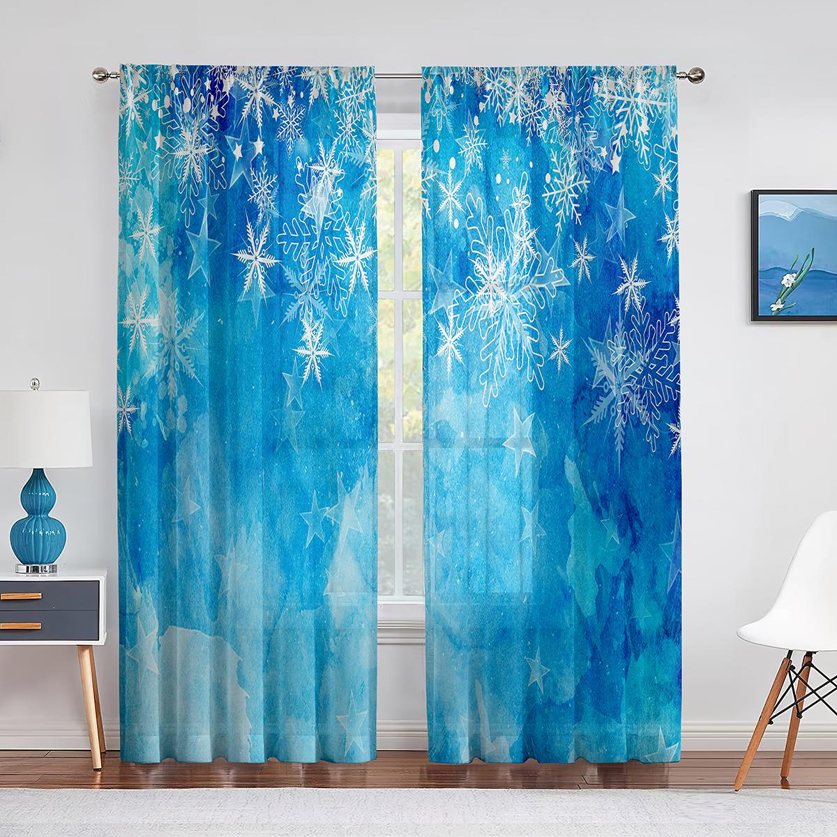 Снежинка Рождественская красная прозрачная занавеска для украшения гостиной Современная — фото 4