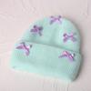 New Angora Rabbit Fur Bow Winter Hat For Women Knitted Fluffy Beanie Ladies Fashion Warm Plush Skull Womens Thick Fleece Hat Y2K