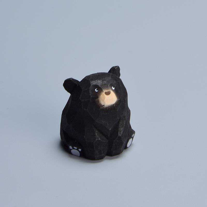 Handgeschnitzte Bärenfigur aus massivem Holz Mini Dekoration für Zuhause Kaffeetisch Geschenk für Tierkunstsammler