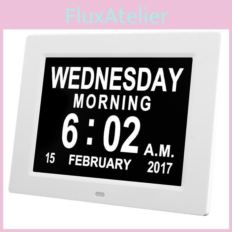 Porta-Retrato Digital de Alta Definição de 8 polegadas com Fonte Grande Calendário Eletrônico Despertador Para Idosos