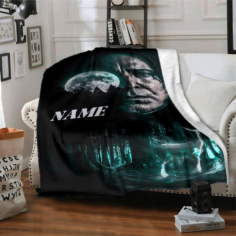 Custom Name "Night Forest Moonlight" Blanket for Couch & Bed, Plush Cozy Fuzzy Blanket Super Soft & Warm Blankets for Fall and Winter. 0908110