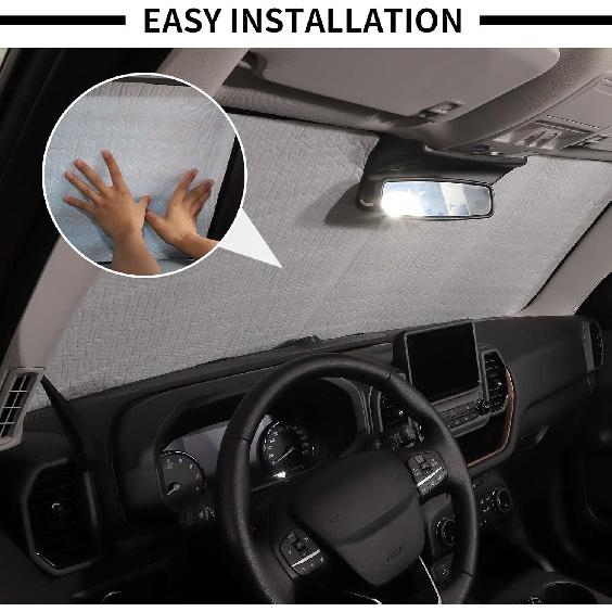 JWWY Windshield Sunshade Window Sun Shade for 2021-2025+ Ford Bronco Sport Accessories,Foldable Sun Shield Upgrade Reflective Polyester Cover Block