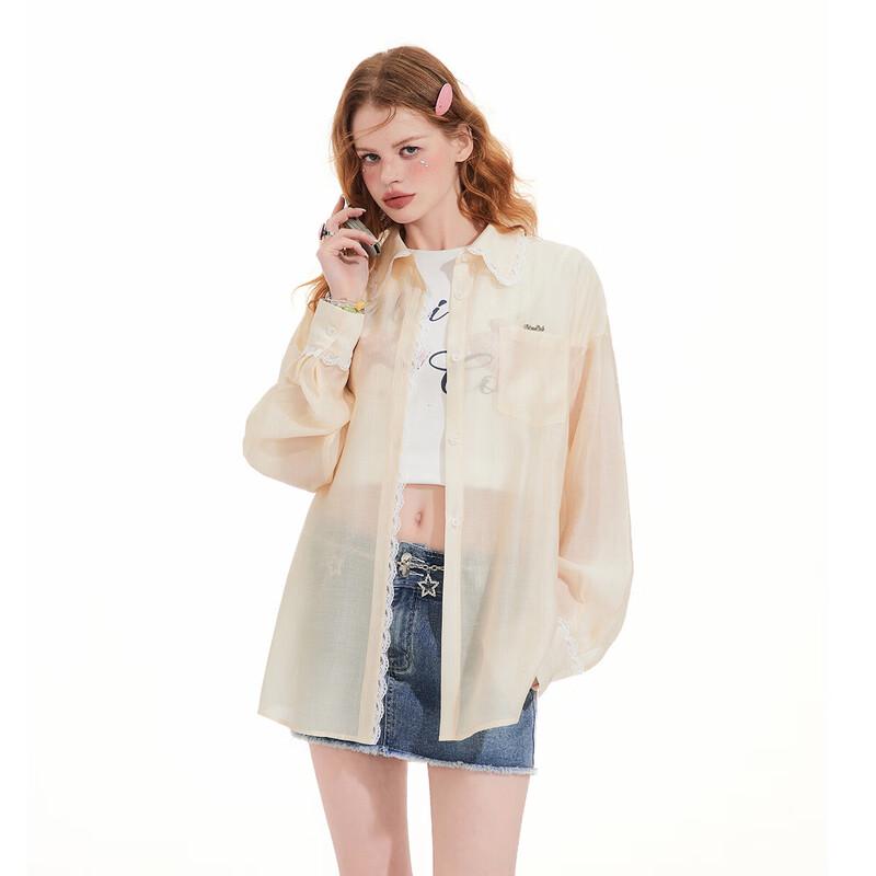 UNIFREE Tencel Lace Splice Sunscreen Shirt M