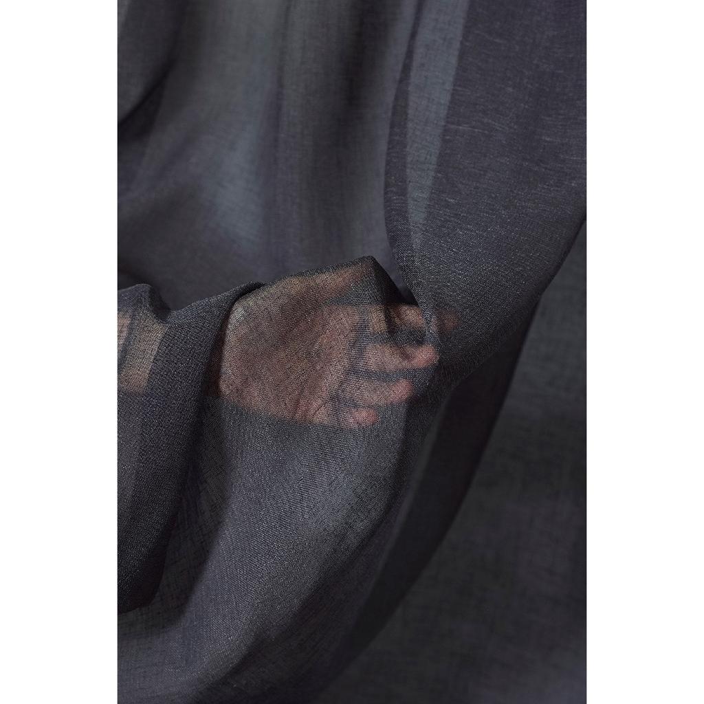 Anthracite Non-iron Linen Plain Tulle Curtain Geneva Pleatless Drawstring Extrafor
