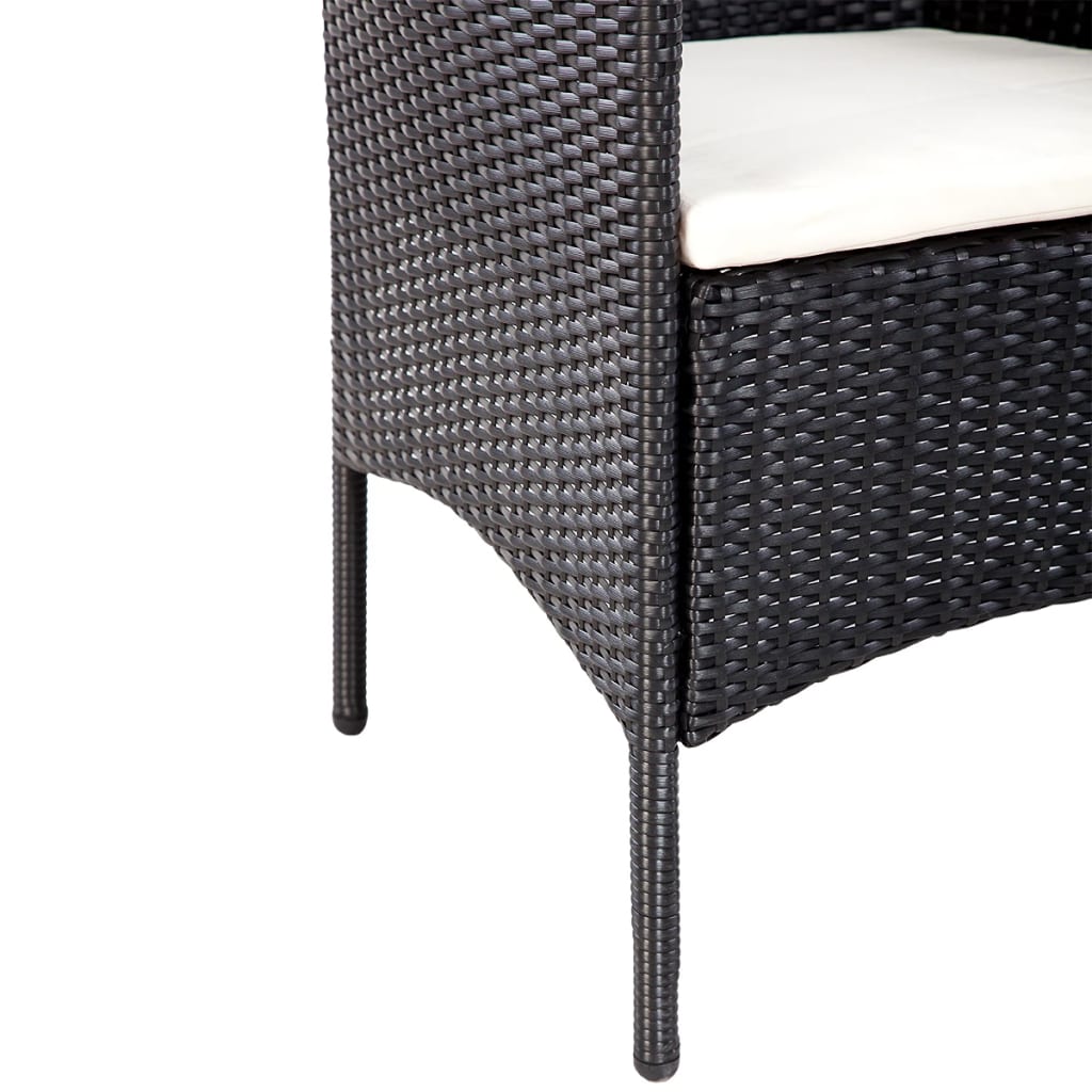 4 Piece Garden Lounge Set with Cushions Poly Rattan Black