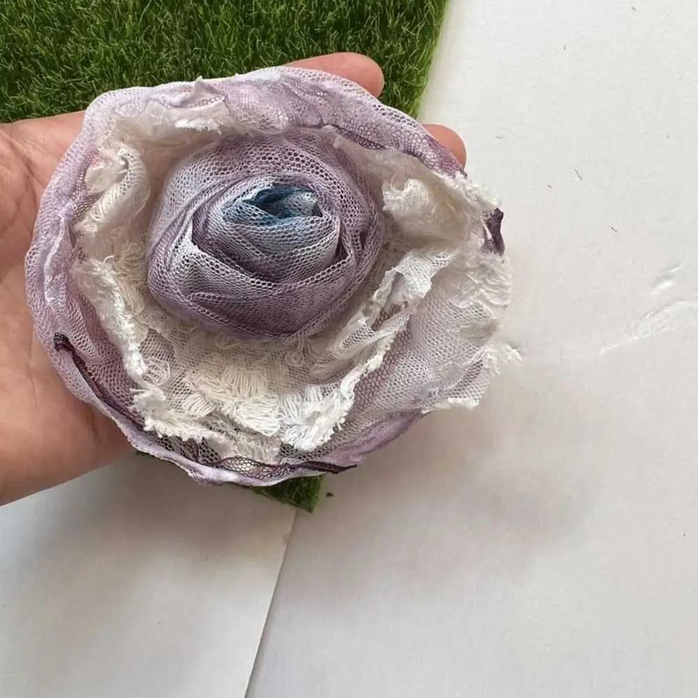 14cm 3D Organza Flowers DIY Silk Flower Lace Patches Applique Wedding Dress Accessories Gradient Lace Trim Sewing Accessories