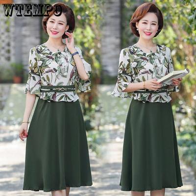 Vestido feminino temperamento feminino comprimento médio da panturrilha vestido mãe estilo estrangeiro