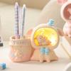 Decorative Astronaut Pen Holder Cartoon Makeup Brush Holder LED Night Light  Office