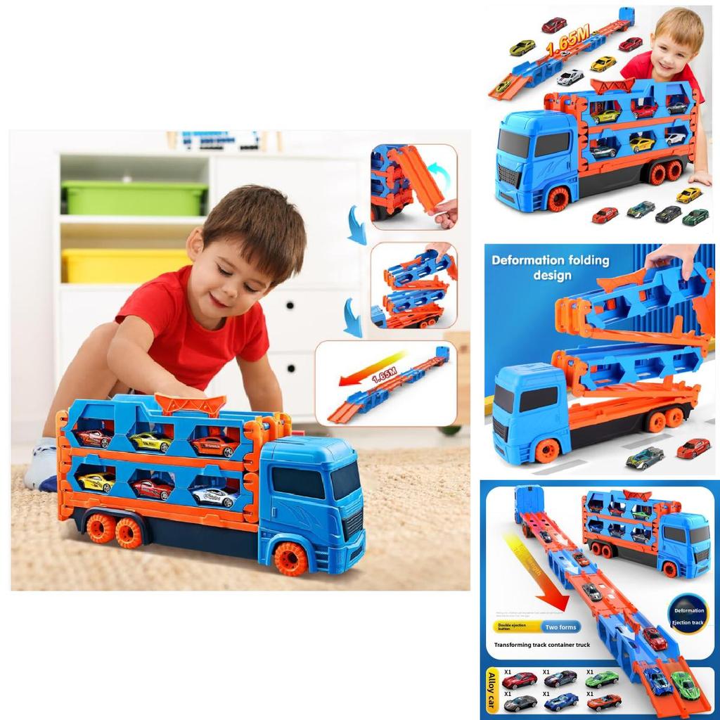 Childrens Large Track Car Set With Collapsible Metal Vehicles For Indoor Play And Development