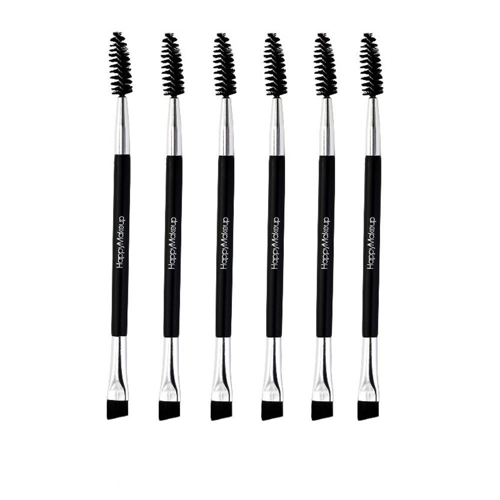 

1 шт., косметическая кисть для макияжа с деревянной ручкой, кисть для бровей, расческа для бровей, двусторонние щетки чёрный