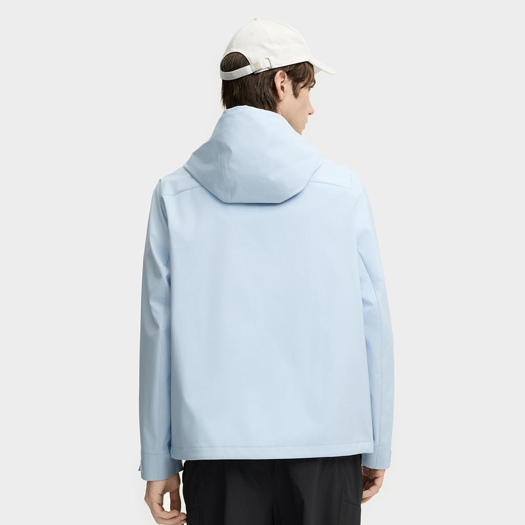 Fila Heritage Casual Fashion Versatile Warm Windproof Hooded Loose Woven Jacket Men Jackets Sky-Blue F11M538705FLB