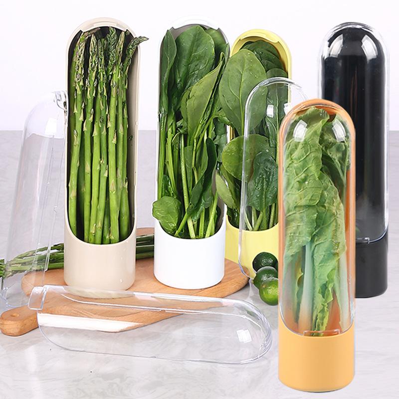 1/2pc Vegaable Container Fresh-Keeping Bottle Kitchen Durable Herb Saver Gadgets Keeping Green Storage Box Leaf Peeler Organizer