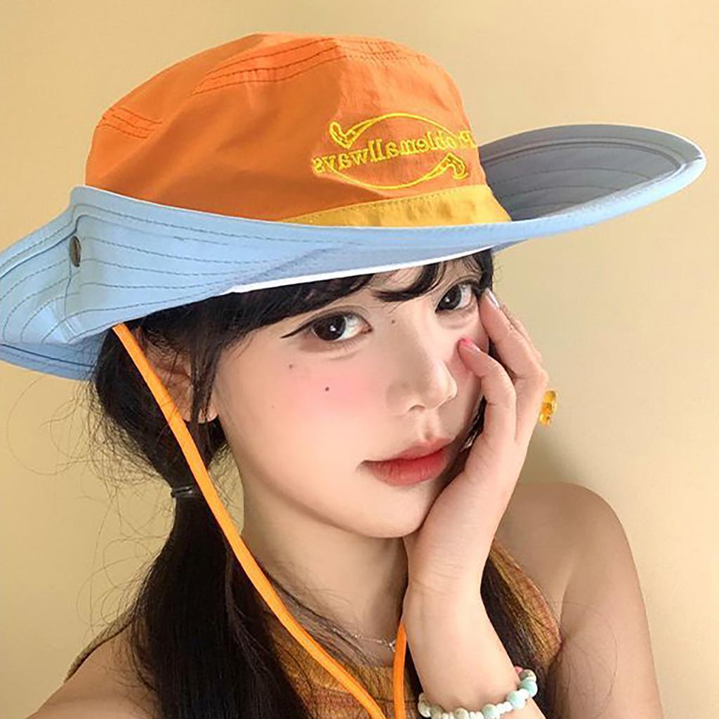 Summer Women Patchwork Fisherman Hat Girl Western Cowboy Wide Brim Bucket Hats Outdoor Hiking Panama Basin Cap