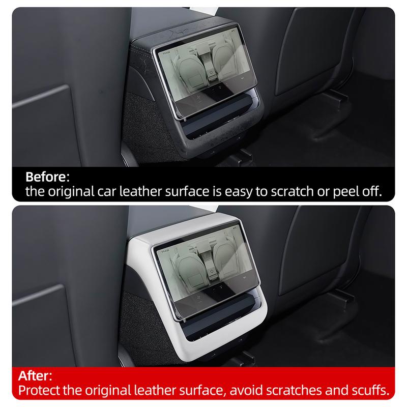 For Tesla Model 3 Highland 2024 2025 2026 Model Y 2025 Juniper Launch Leather Rear Screen Frame Protective ABS Cover Accessories