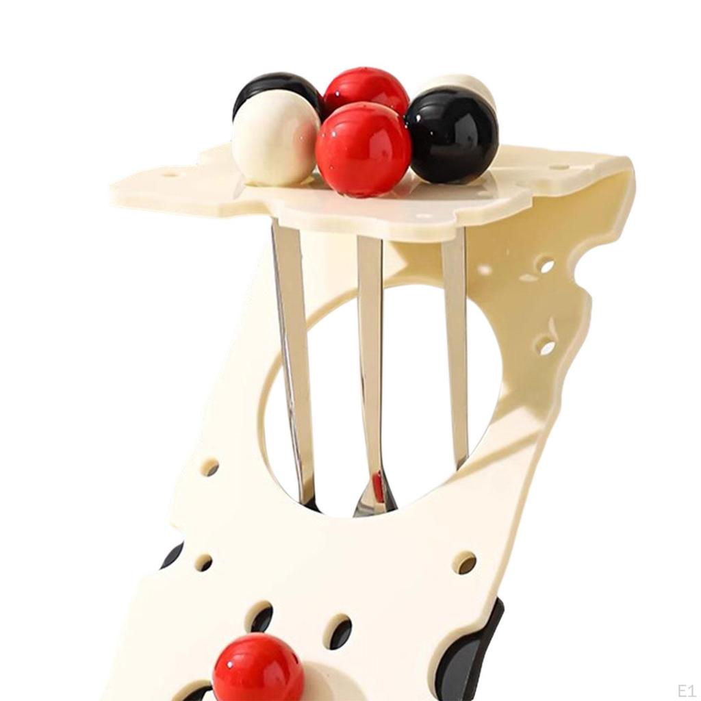 6Pcs Novelty Fruit Fork with Holder, Unique, Stainless Steel Cake Dessert Picks for Picnics,