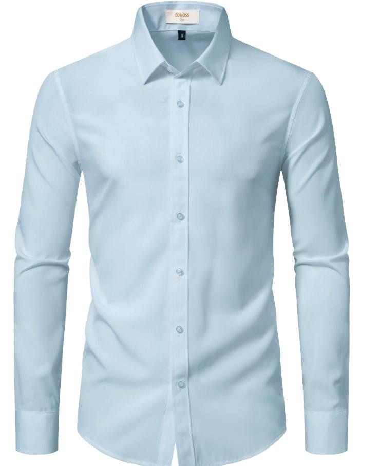 Camisa de Negocios de Manga Larga para Hombre sin Planchar - Antiarrugas y Ropa Casual de Verano