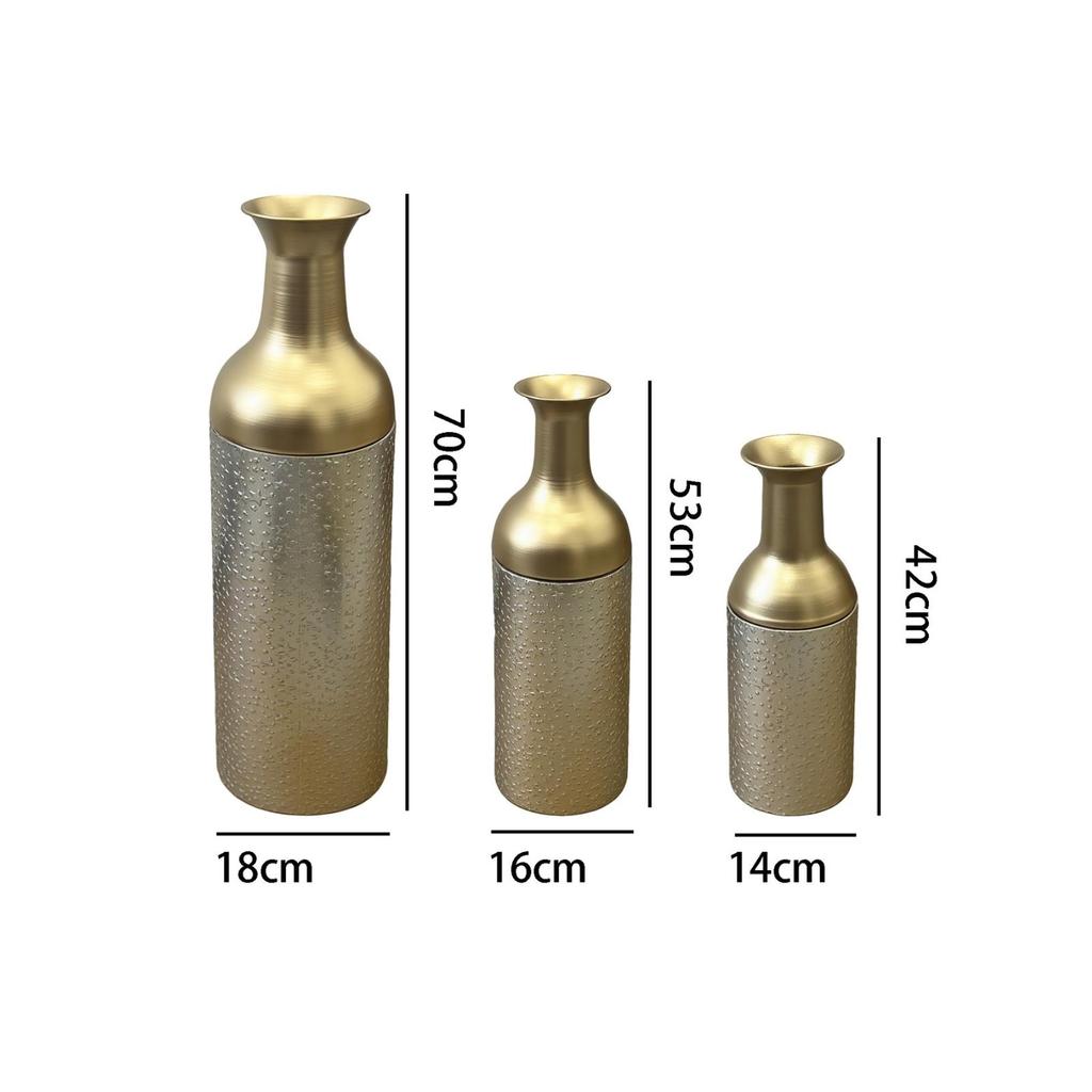 3 Pieces BiColor Metal Vase Decorative Tabletop Centerpiece Versatile for Living Room, Dining