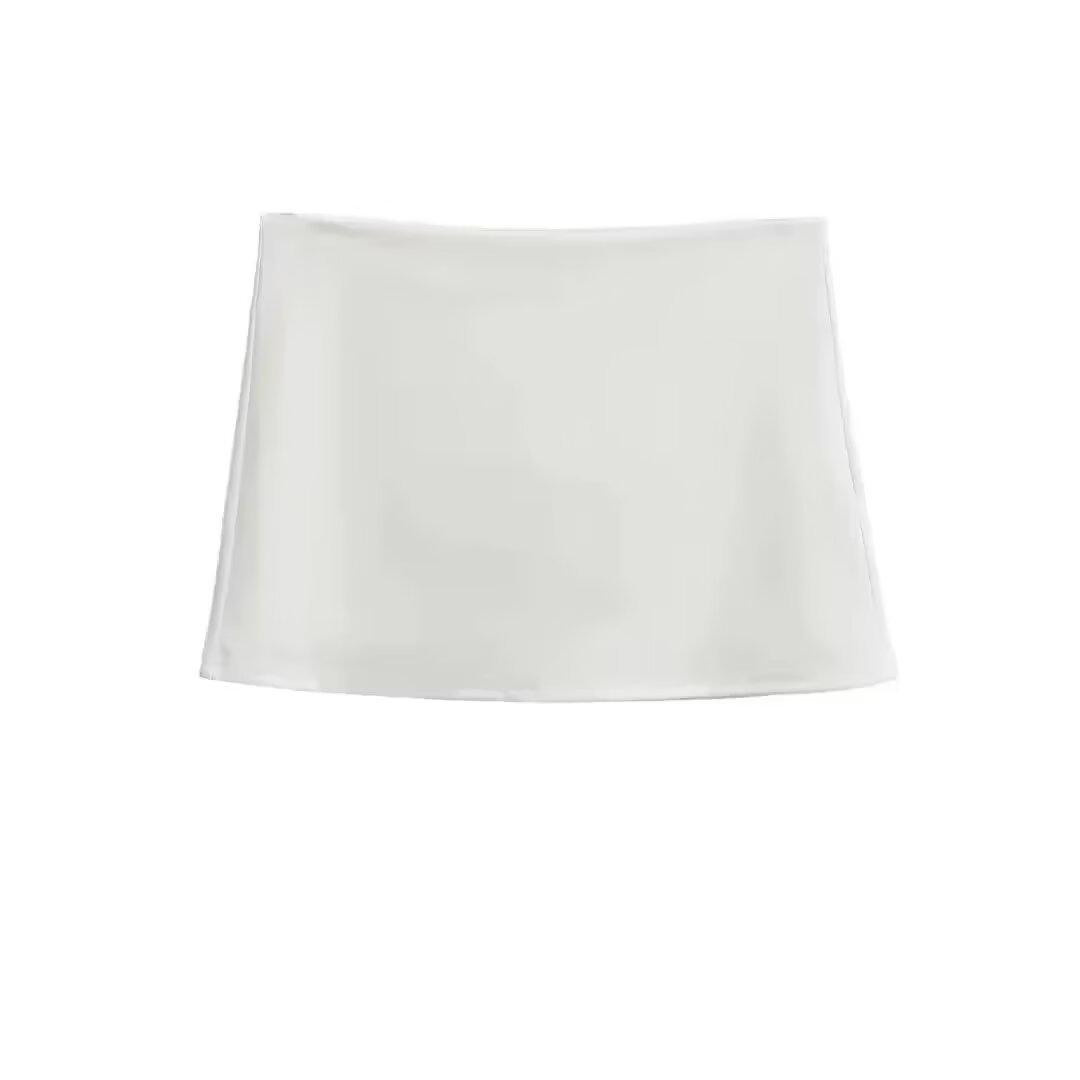 

2023 Autumn American Style Low-Waist Anti-Exposure Yoga Skirt - Solid Color Sports Skirt L білий
