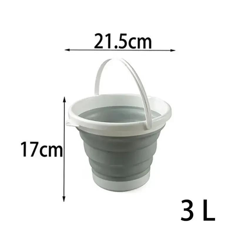 

3L Portable Folding Silicone Car Wash Bucket for Outdoor Fishing Household Storage - Multi-Use Compact Cleaning Tool