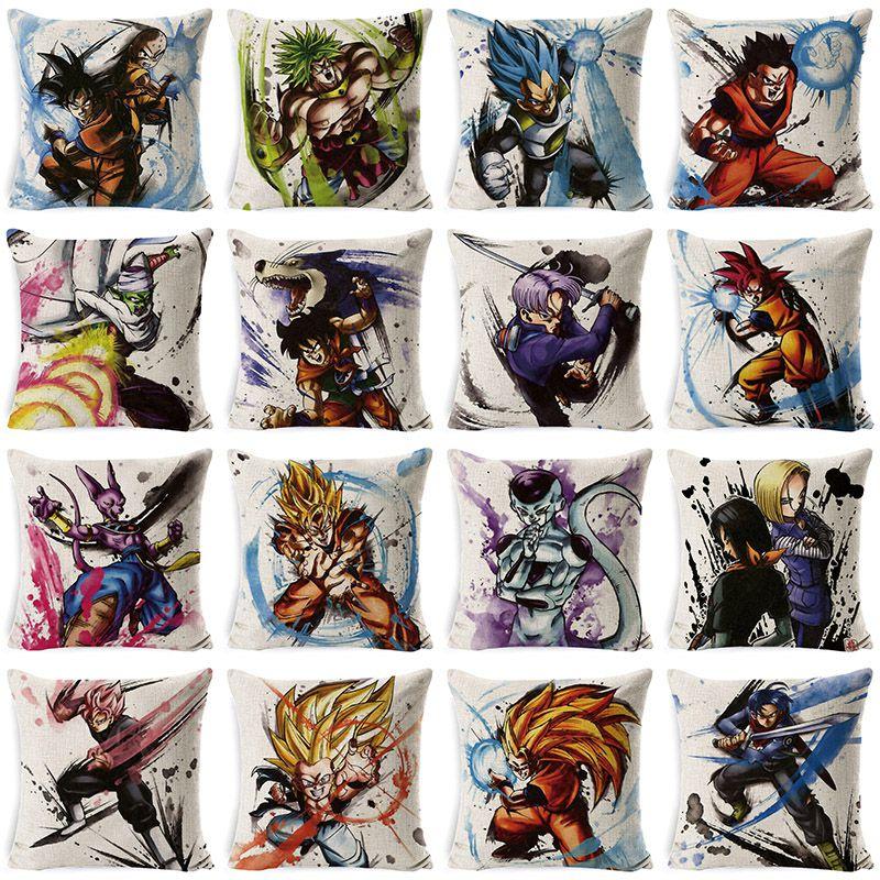 Premium Cotton Linen Dragon Ball Pillow Case Cartoon Square Cushion Cover For Cozy Homes