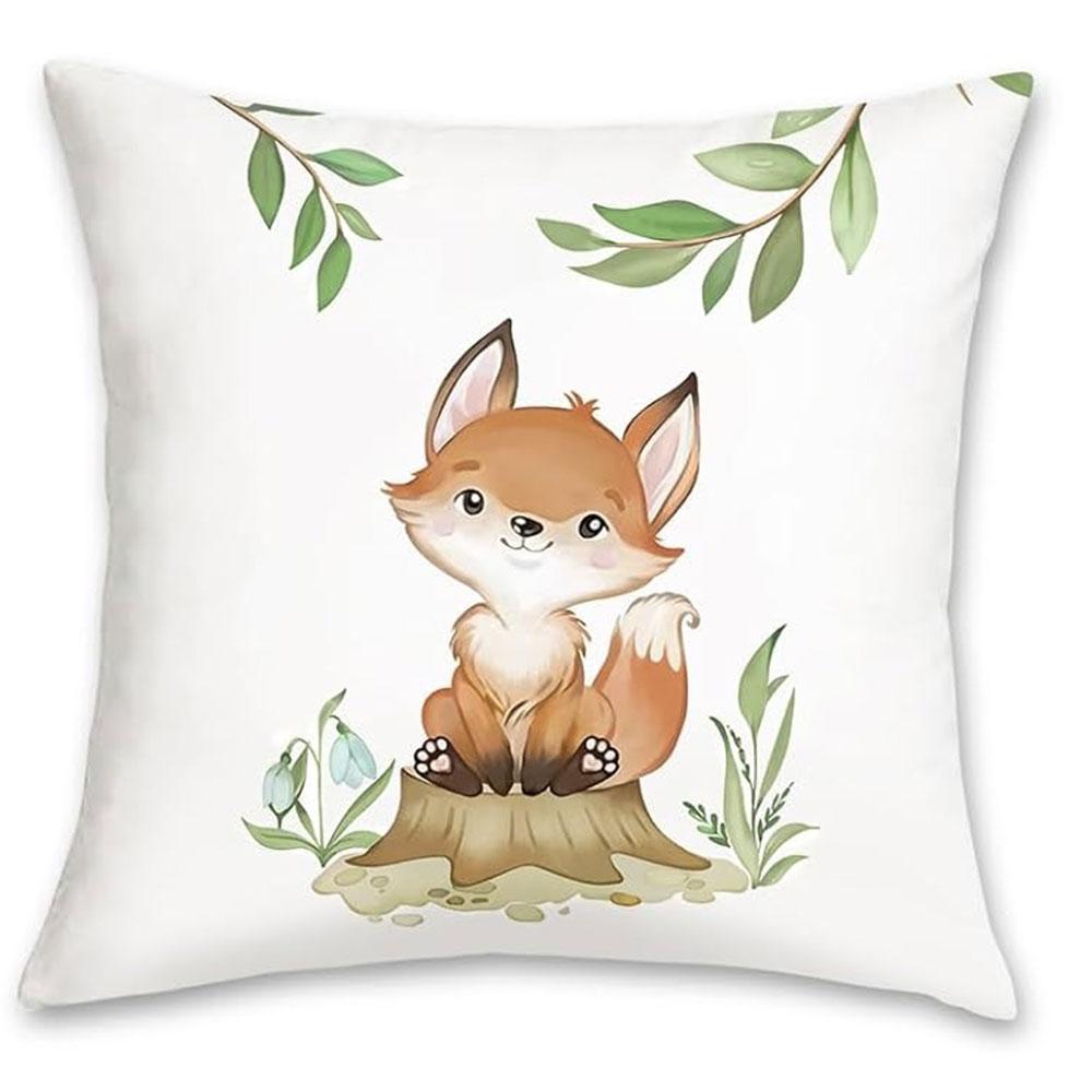 Cute Forest Animal PillowcaseBedroom Living Room Sofa Home Decor Polyester Cushion Cover with Zipper