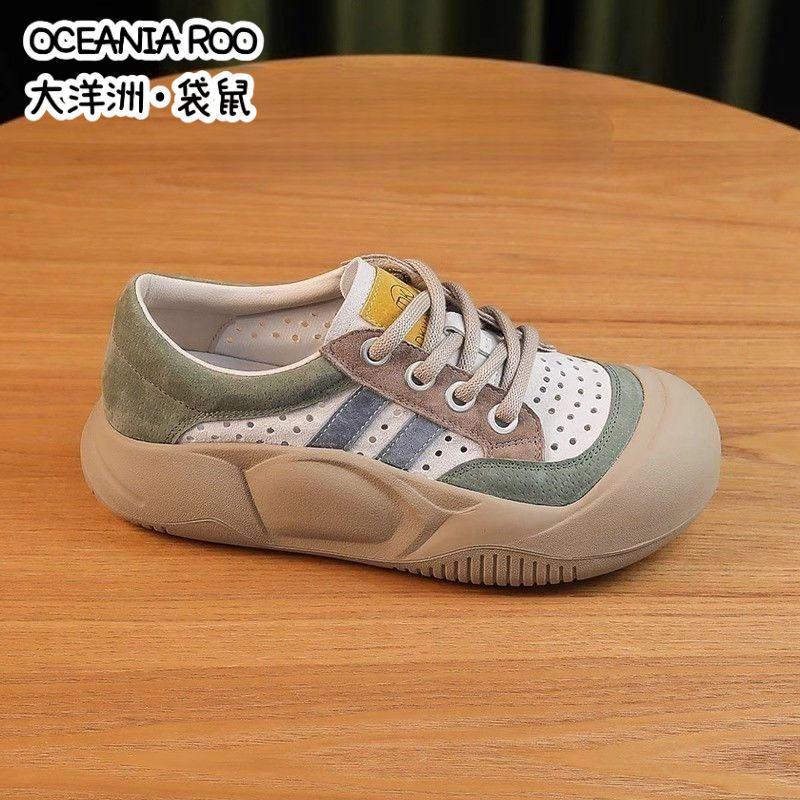 

PLOVER thick-soled hole shoes women s shoes summer new retro hollow breathable high-top casual single shoes 40 синій