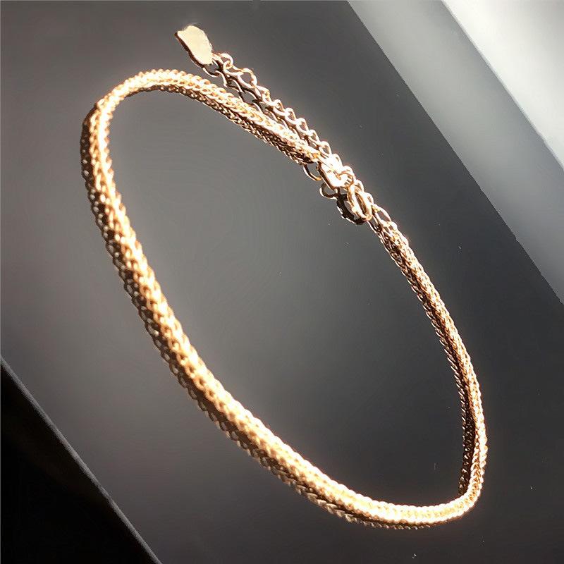 Rose Gold Plated 585 Purple Gold Chopin Shiny Bracelet Foreign Style Color Gold Simple Fashion Jewelry