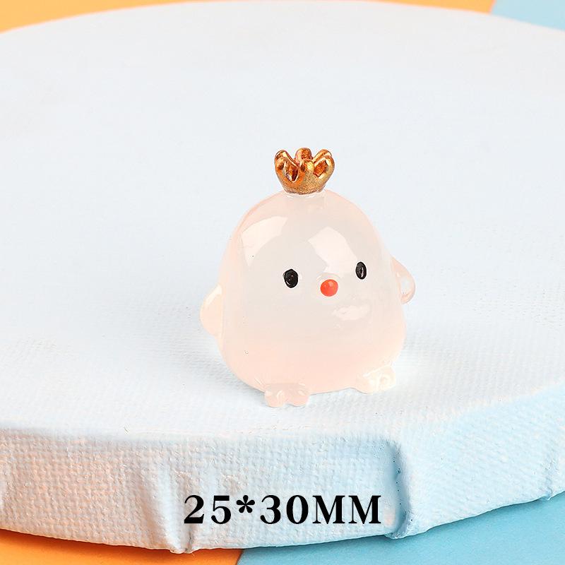Cute Crown Chicken Mini Luminous Ornament for Car and Home Decor