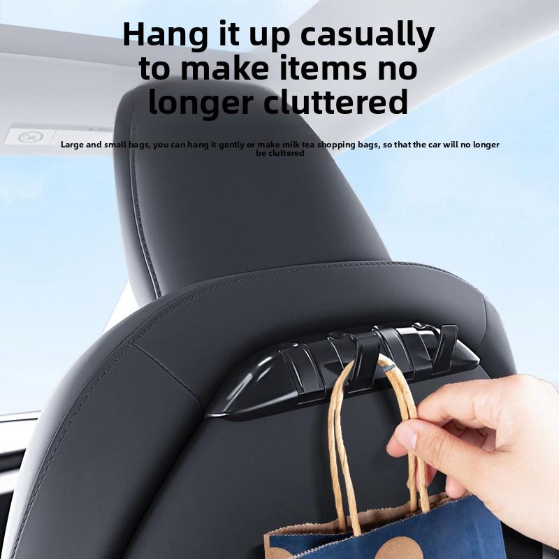 For Tesla 2017-2024 Model 3 Y Car Seat Hidden Hooks Purse Bag Hanger Back Seater Headrest Bracket Hanger Car Accessories