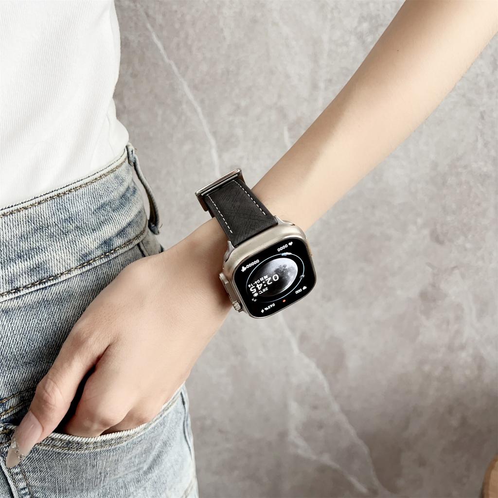 Leather Watchband For Apple Watch Series 10 9 8 7 SE 6 5 4 3 2 1 42mm 41mm 40mm 38mm Wrist Strap Replacement