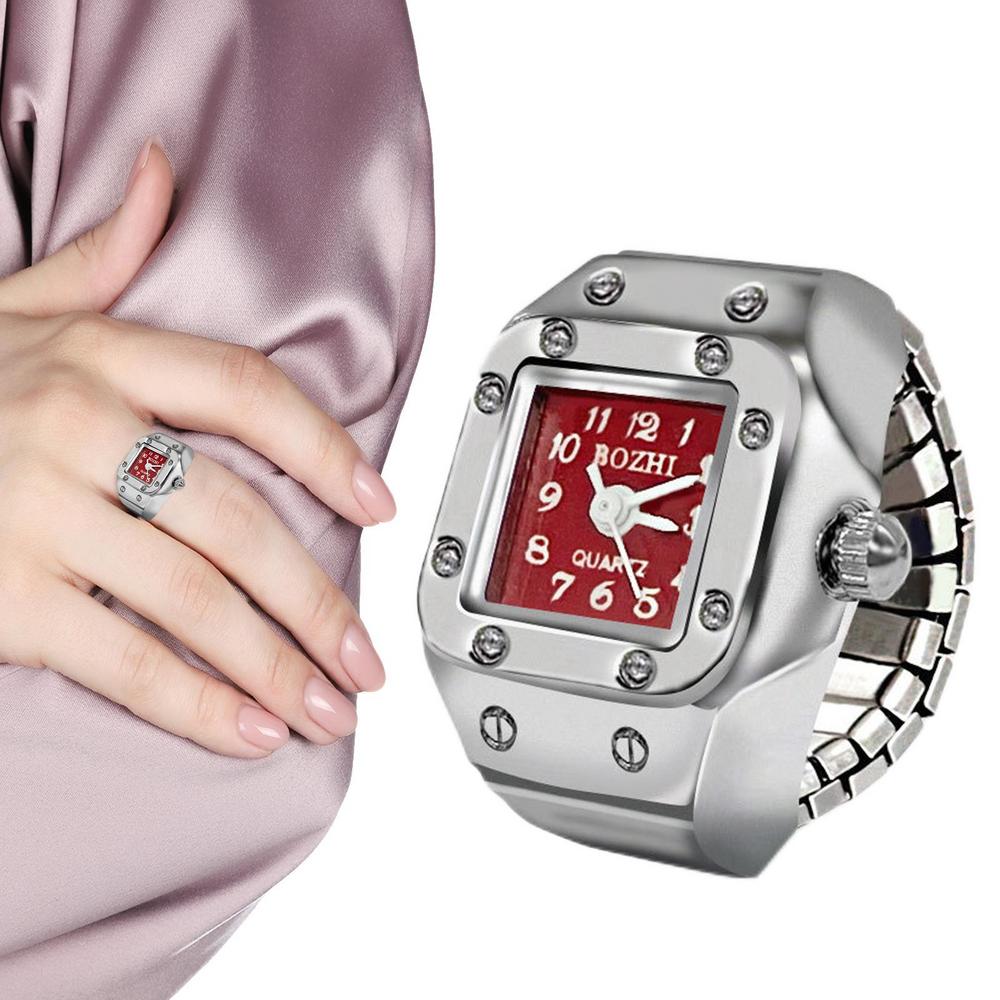 Orologio da dito punk vintage Mini cinturino elastico in lega Orologi Anelli per coppie Orologio per gioielli Orologio al quarzo romano retrò Anello per donna e ragazza