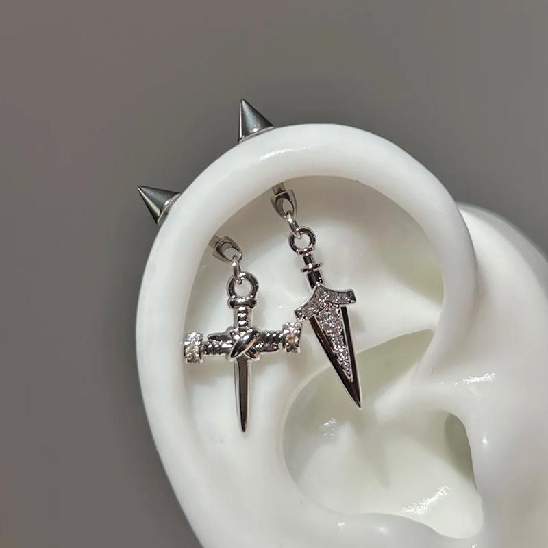 Helix Ear Stud Fashion Versatile Trendy Sword Pendant Ear Bone Nail Stainless Steel Earrings for Women Body Puncture Accessories