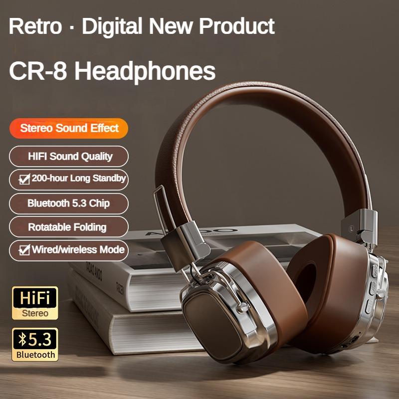 2024 New Classic Over Ear Headsets Studio Dj Stereo Bluetooth5.3 Wireless Retro Headphones Touch Control Type C Earphones