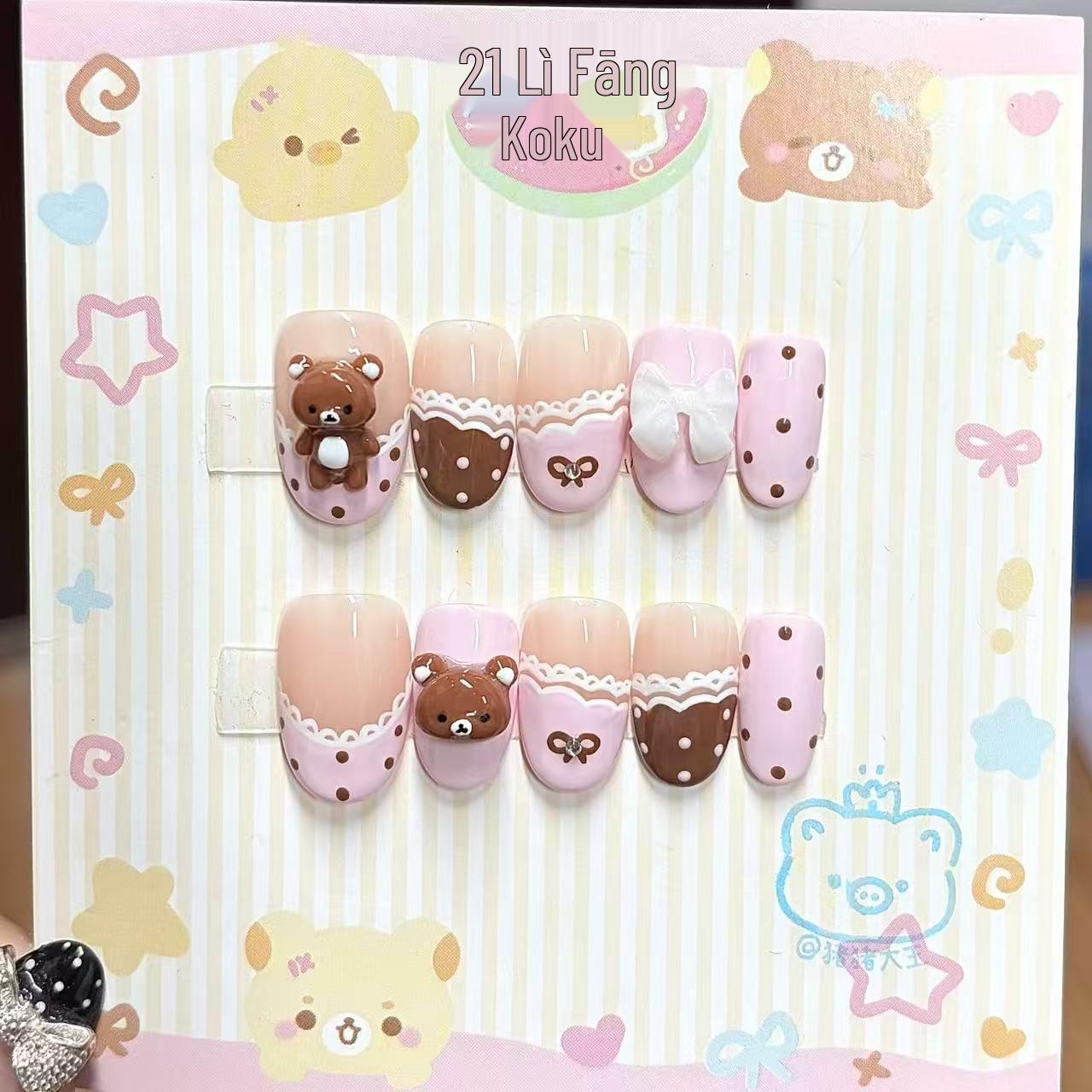 Cartoon Cat & Dog 3D Nail Art Stickers: Strawberry, Apple, Cake Designs Strawberry Cake