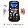 1 Set Kit di Strumenti da Cucito Portatili Neri, Strumenti per Cucito Domestico 10 Pezzi/Set Compreso Scatola per Filo, Aghi, Infila-aghi, Accessori per Cucito a Mano