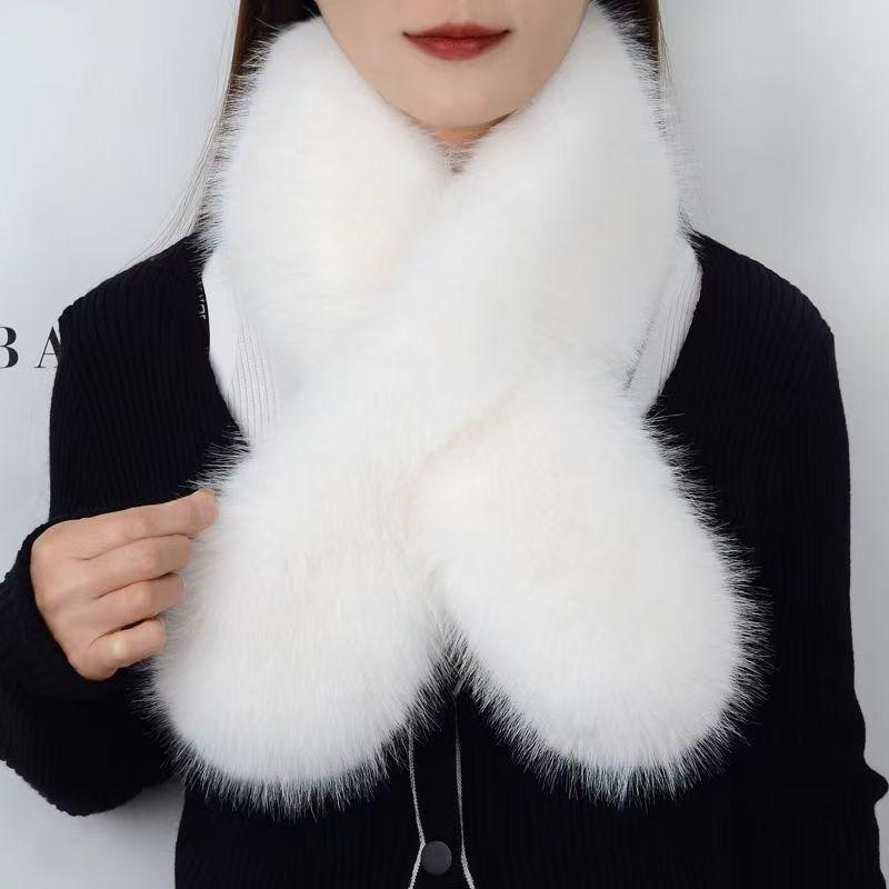 New Autumn Winter Women's Faux Fox Fur Double-sided Scarf - Stylish Versatile Thickened and Warm