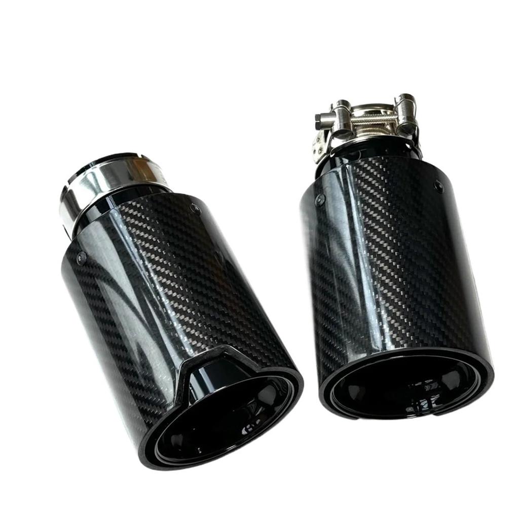 1pc Polished Black Carbon Fiber Rear Tail Exhaust Tip Muffler Tip Nozzle for BMW