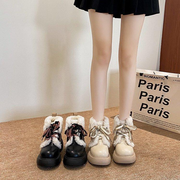 2025 new white Russian snow boots women's winter velvet thickened fur integrated Northeast cotton shoes