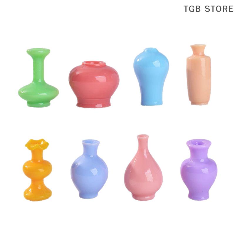 8Pcs Mini Colorful Vase Bottles/Pots Handmade Dollhouse Miniatures Vase Doll House Decora Kitchen Ornament DIY Accessories