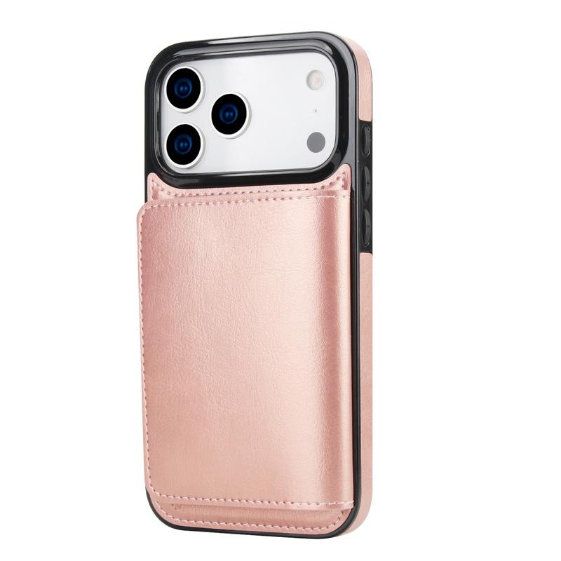 Applicable iPhone17Pro iPhone leather case15Plus Back-cover type protective case Samsung S25U Card holder