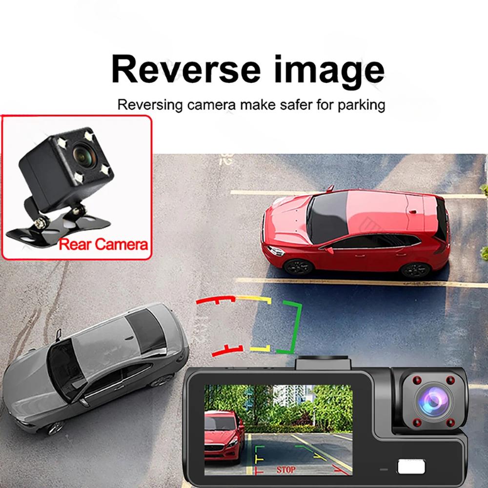 3-Kanal-Dashcam für Autos, 1080P, Autokamera, WLAN-Videorecorder, Vorne/Innen, Rückfahrkamera, Auto-DVR, Black Box, Autozubehör