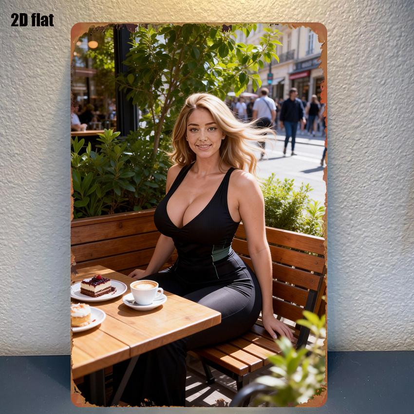 pc xin Metal Tin Sign Vintage Woman Outdoor Cafe Decor for Home Wall Art Bar Garage Man Cave Gift