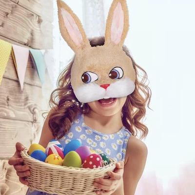 Comfort Fit Rabbit Face Mask - Adjustable Party Favors for Kids Costume, Halloween & Easter Celebration