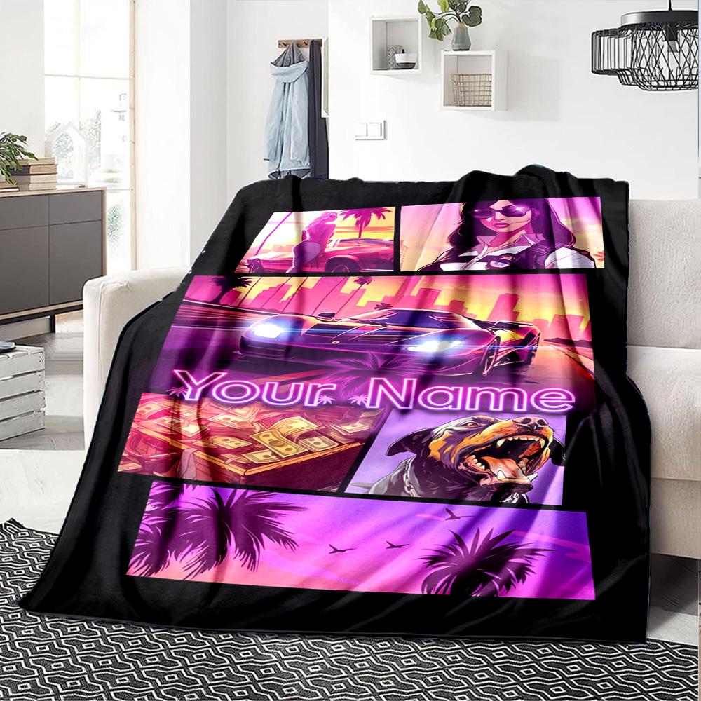 Grand Theft Auto Personalized Name Blanket Gift Personalized Blanket Comfortable Throw For Couch Chair Bedding Livingroom All-Season Use
