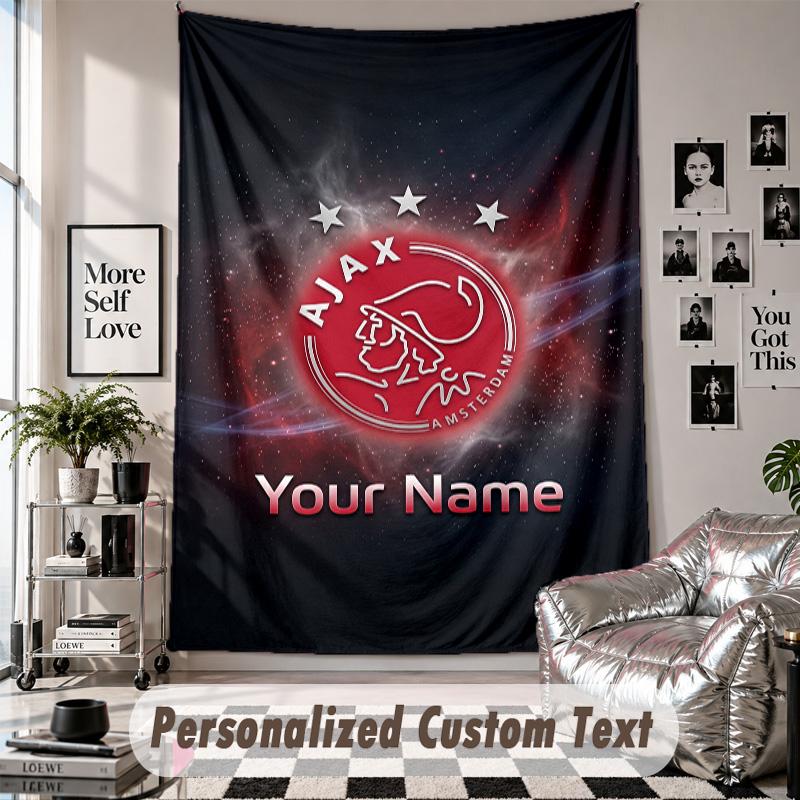 Wall Hanging Tapestry With Custom Name & Text, Ajax Amsterdam Decorative Tapestry For Bedroom