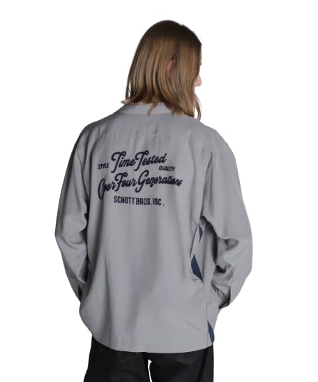 

Schott БОУЛИНГ РУБАШКА С ДЛИННЫМ РУКАВОМ, Мужская рубашка для боулинга с длинным рукавом, Размер S, 020, Серый, 782-4220002