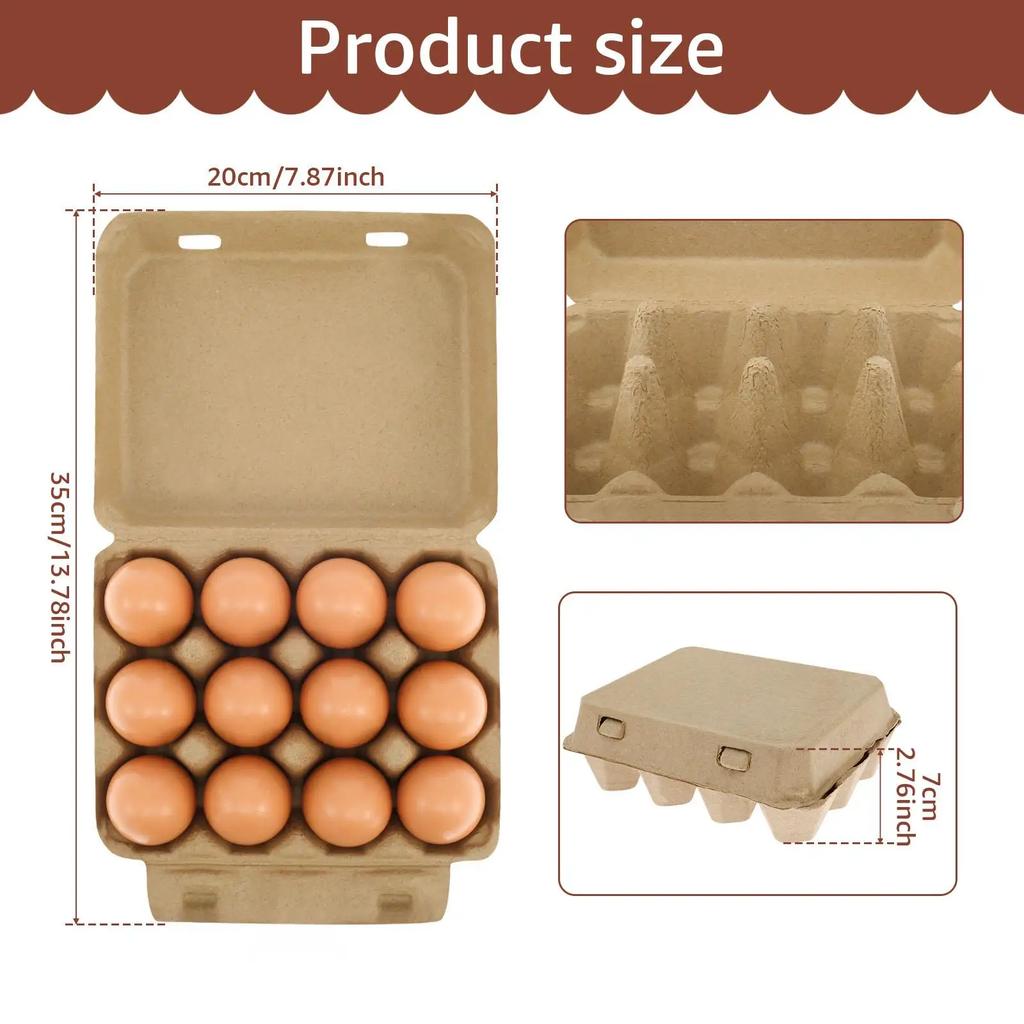 20/30Pcs Egg Boxes Cardboard for 12 Eggs, 1/2 Dozen Pulp Egg Cartons, Recyclable and Biodegradable Egg Trays for Home Kitchen